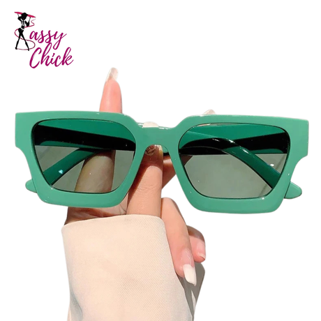 Retro Punk Square Sunglasses Sassy Chick Logo