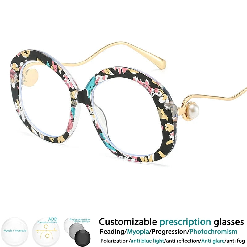 Floral Retro Resin Optical Spectacles Presbyopia Eyeglass