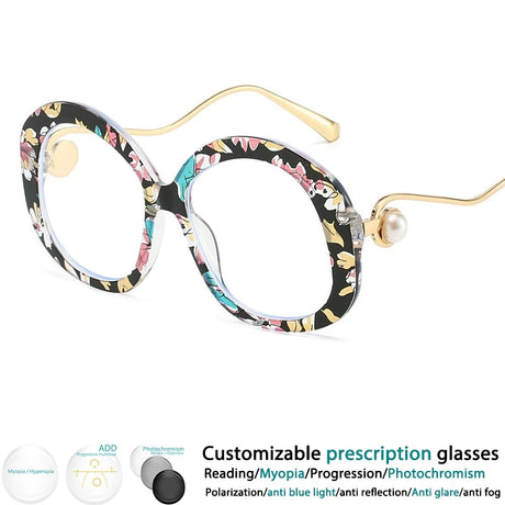 Floral Retro Resin Optical Spectacles Presbyopia Eyeglass