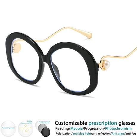 Black Retro Resin Optical Spectacles Presbyopia Eyeglass