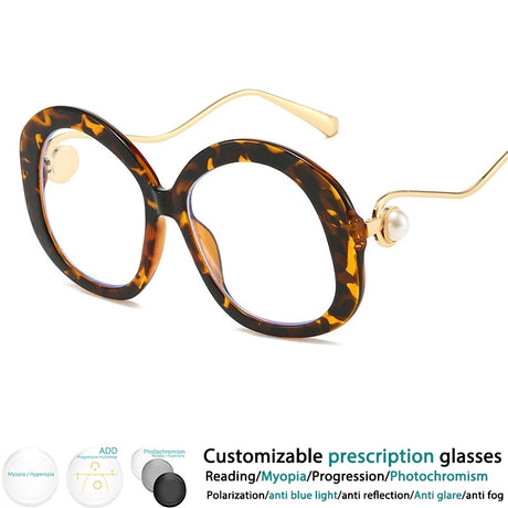 Gold Brown Retro Resin Optical Spectacles Presbyopia Eyeglass