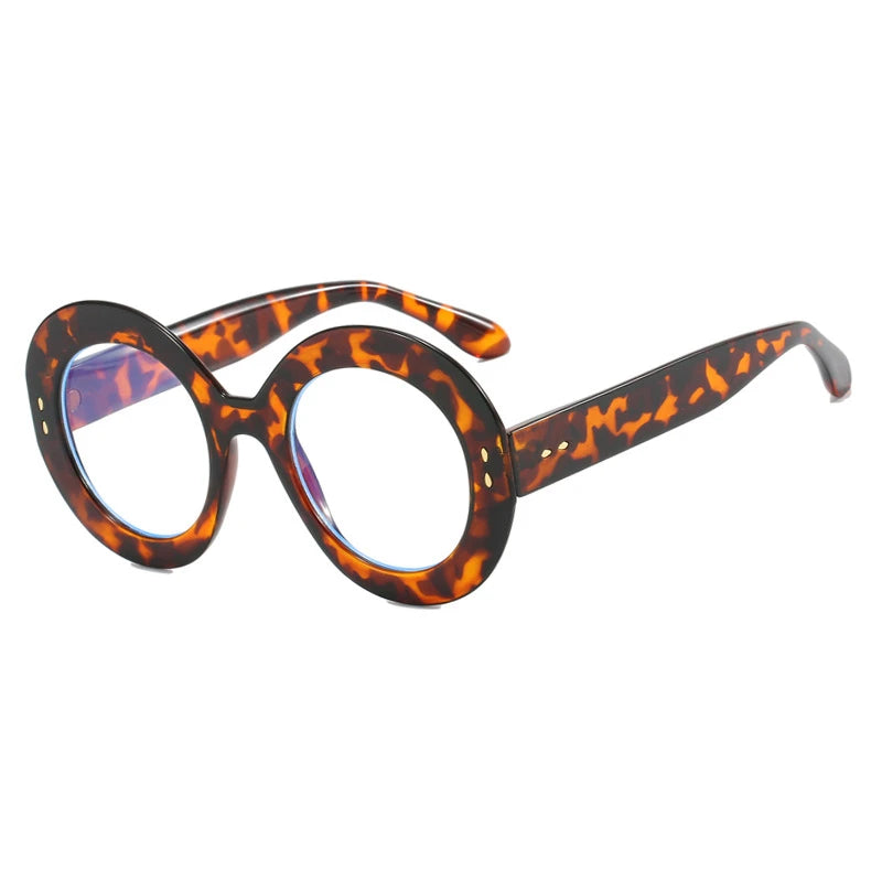 Retro Round Photochromic Anti Blue Light Eyewear leopard