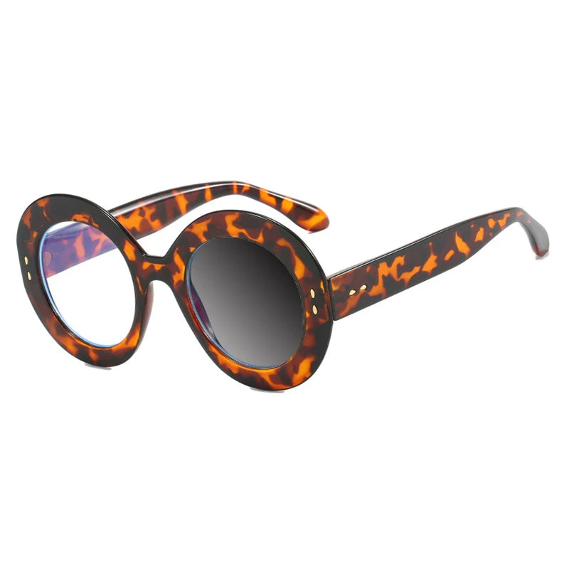 Retro Round Photochromic Anti Blue Light Eyewear leopard