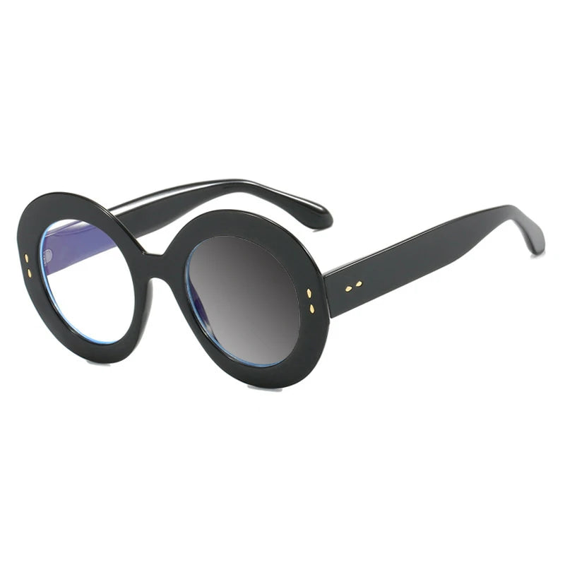 Retro Round Photochromic Anti Blue Light Eyewear black