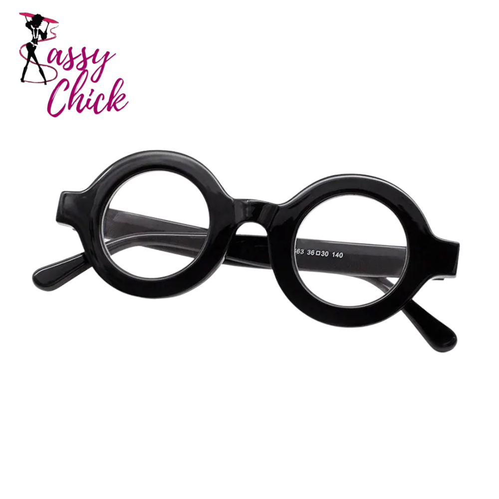 Retro Round Spectacle Frame Anti Blue Computer Eyeglasses Sassy Chick Logo