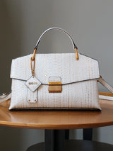 White Retro Snake-shaped High-grade Handbag