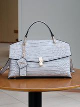 Gray Retro Snake-shaped High-grade Handbag