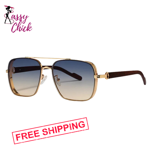 Retro Steampunk Square Sunglasses Sassy Chick Logo