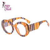 Retro Stripe Round Anti Blue Light Glasses Sassy Chick Logo