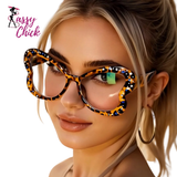 Retro Style Women's Fashionable Anti Blue Light Glasses Sassy Chick Logo