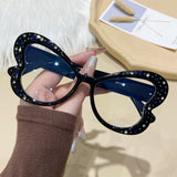 Black Retro Style Women's Fashionable Anti Blue Light Glasses