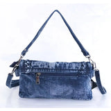 back blue denim handbag