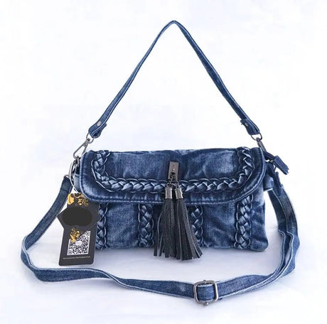 blue denim handbag