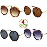 4pcs Retro Travel Drive Circle Frame Vintage Sunglasses