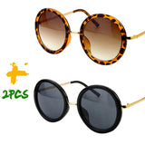 Brown Black Retro Travel Drive Circle Frame Vintage Sunglasses