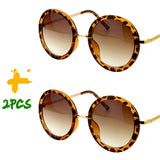 Brown Retro Travel Drive Circle Frame Vintage Sunglasses