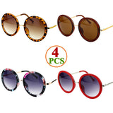 4pcs Retro Travel Drive Circle Frame Vintage Sunglasses