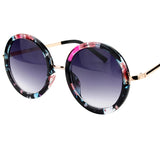 Black Retro Travel Drive Circle Frame Vintage Sunglasses