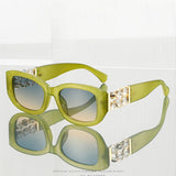Green Retro UV400 Ins Style Beads Fashion Sunglasses