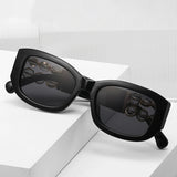 Black Retro UV400 Ins Style Beads Fashion Sunglasses