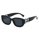 Black Retro UV400 Ins Style Beads Fashion Sunglasses