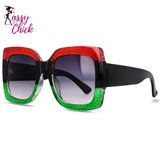 Retro Uv400 Square Vintage Big Frame Sunglasses Sassy Chick Logo 