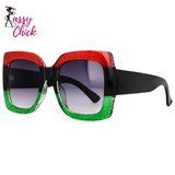 Retro Uv400 Square Vintage Big Frame Sunglasses Sassy Chick Logo