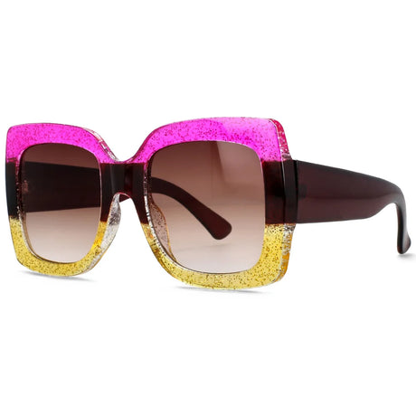 Pink Retro Uv400 Square Vintage Big Frame Sunglasses