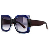 Blue Retro Uv400 Square Vintage Big Frame Sunglasses