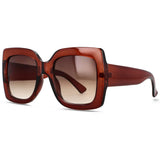 Brown Retro Uv400 Square Vintage Big Frame Sunglasses
