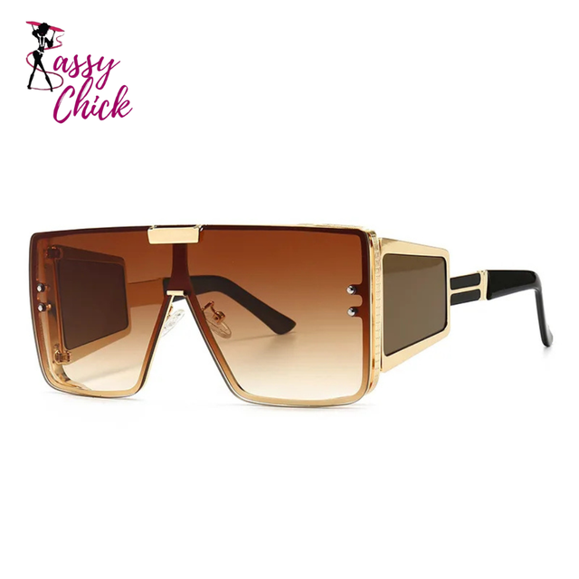 Retro Uv400 Vintage Oversized Sunglasses Sassy Chick Logo