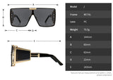 Size of Retro Uv400 Vintage Oversized Sunglasses