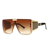 Brown Retro Uv400 Vintage Oversized Sunglasses
