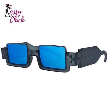 Retro Vintage Gothic Steampunk Rectangle Sunglasses Sassy Chick Logo