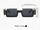 Size of Retro Vintage Gothic Steampunk Rectangle Sunglasses