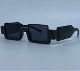 Black Retro Vintage Gothic Steampunk Rectangle Sunglasses