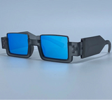 Black Blue Retro Vintage Gothic Steampunk Rectangle Sunglasses