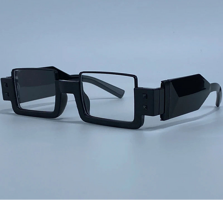 Black Retro Vintage Gothic Steampunk Rectangle Sunglasses
