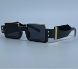 Black Retro Vintage Gothic Steampunk Rectangle Sunglasses