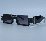 Black Retro Vintage Gothic Steampunk Rectangle Sunglasses