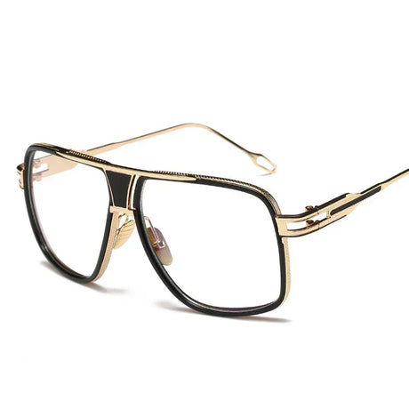 Retro Vintage Square Design Mirrored Lenses Sunglasses black clear lens