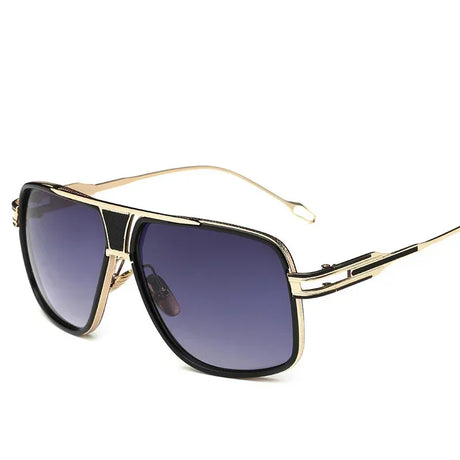 Retro Vintage Square Design Mirrored Lenses Sunglasses blue
