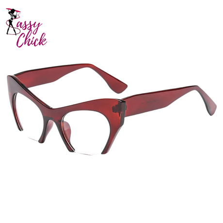 Retro Women Half Frame Cat Eye Glasses Sassy Chick Logo