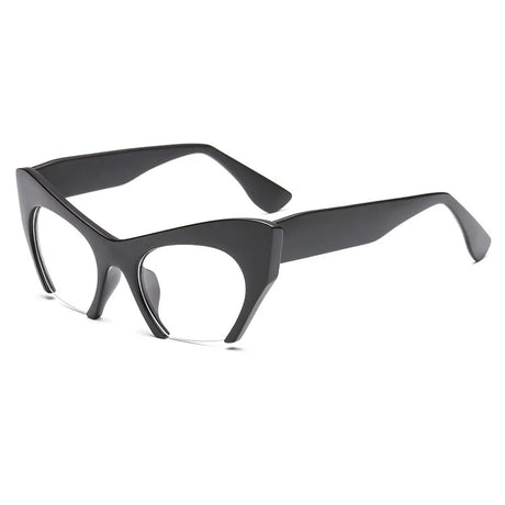 Black Retro Women Half Frame Cat Eye Glasses