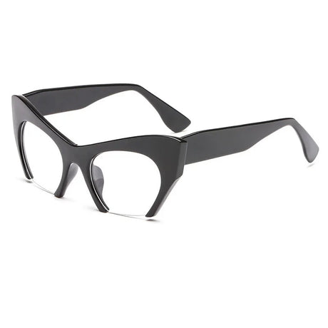 Black Retro Women Half Frame Cat Eye Glasses
