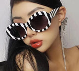 Retro Zebra Stripe Print Oval Sunglasses