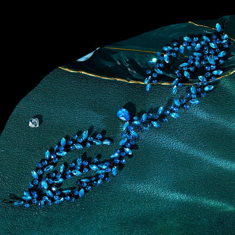 Blue Rhinestone Banquet Party Water Drop Woman's Headwear