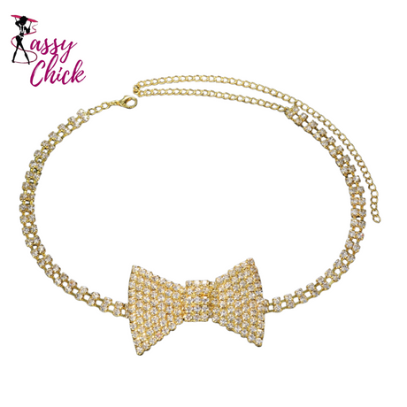 Rhinestone Bow Tie Necklace Sassy Chick Logo