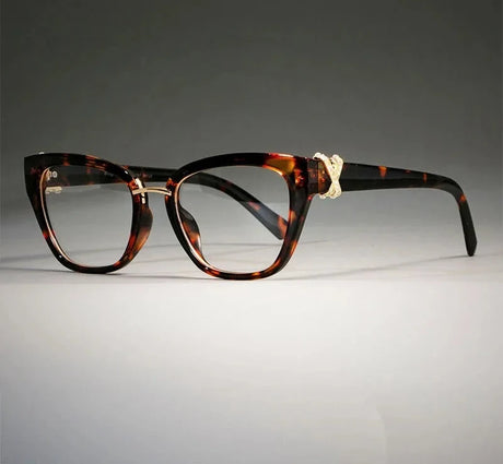  rhinestone cat-eye glasses leopard