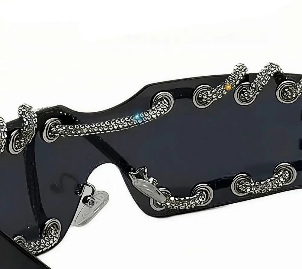Rhinestone Chain Punk Retro Cool Trendy Sunglasses